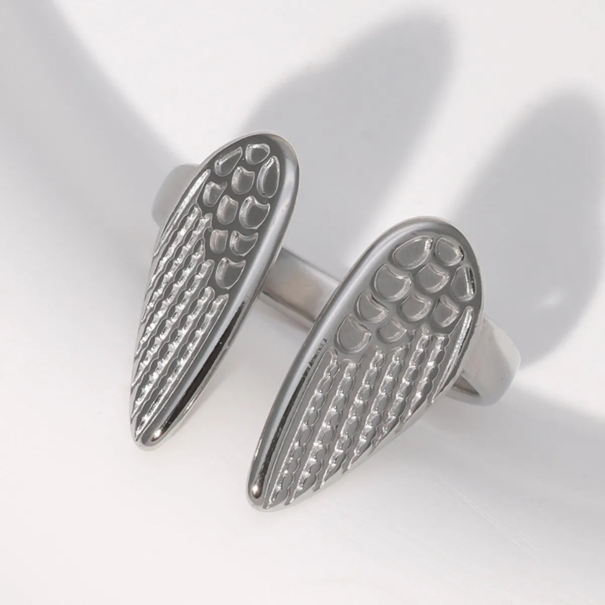 British Style Wings Stainless Steel Plating Open Rings