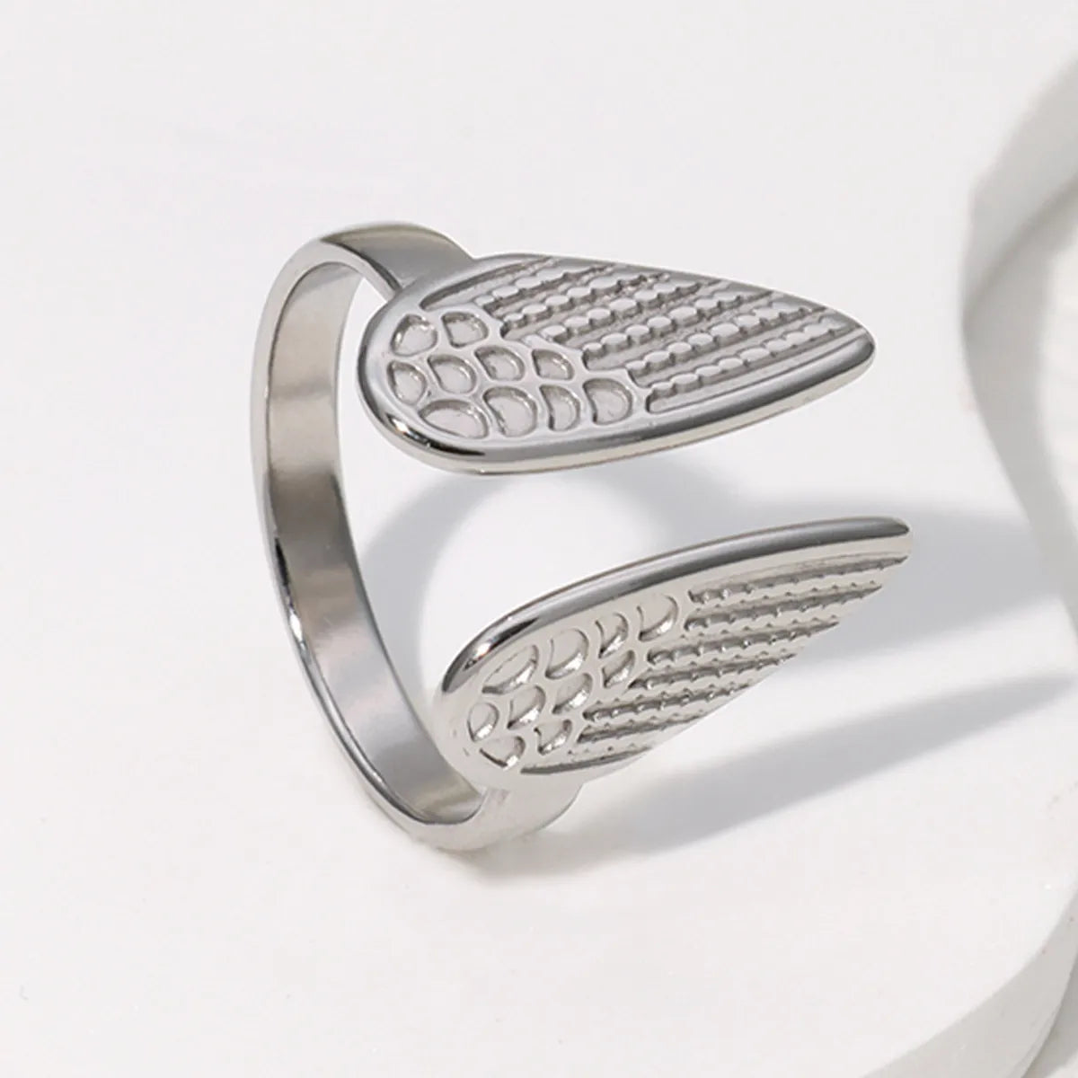 British Style Wings Stainless Steel Plating Open Rings