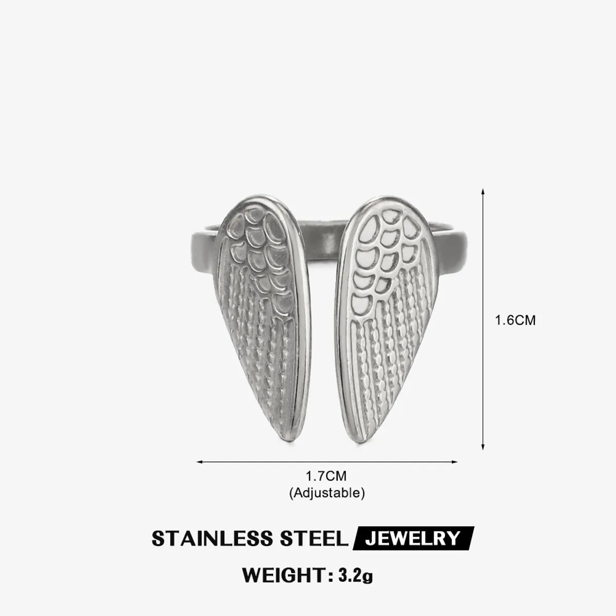 British Style Wings Stainless Steel Plating Open Rings