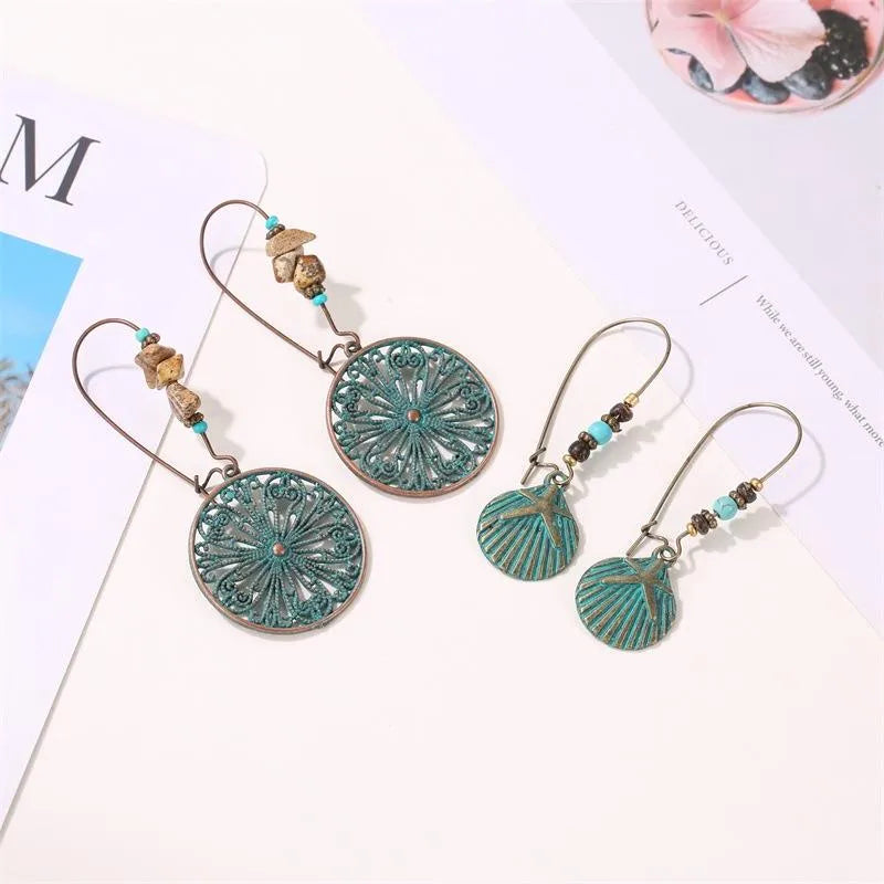 Bronze Metal Exaggerated Carved Earrings Nhdp151943