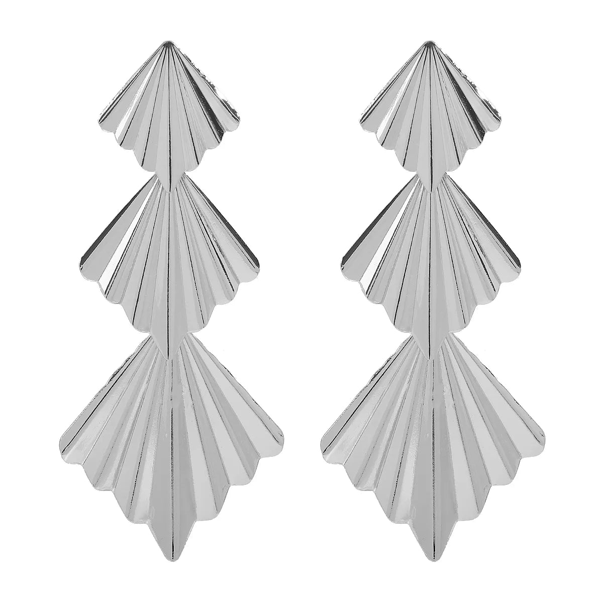 Business Formal Folding Fan Iron Drop Earrings