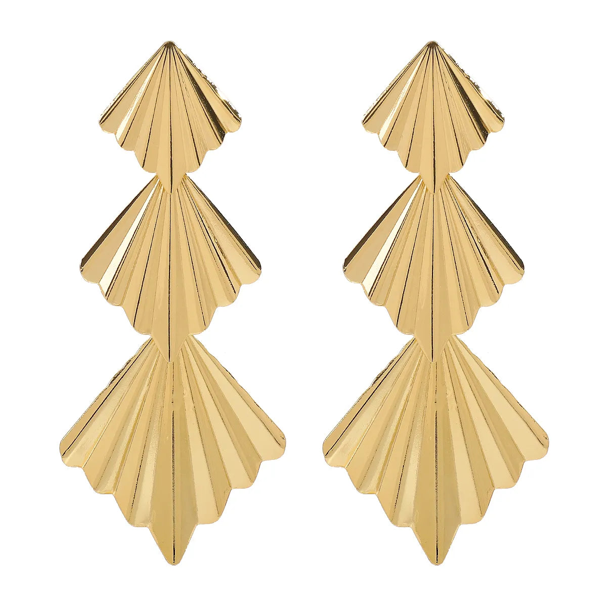 Business Formal Folding Fan Iron Drop Earrings