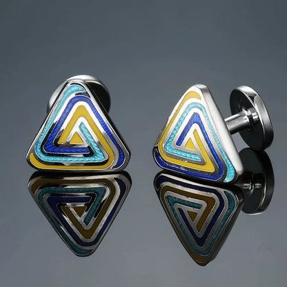 Business Geometric Copper Plating Men'S Cufflinks