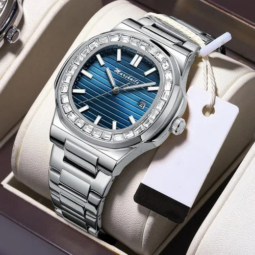 Business Stripe Butterfly Double Snap Quartz Men'S Watches