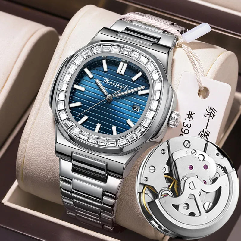 Business Stripe Butterfly Double Snap Quartz Men'S Watches