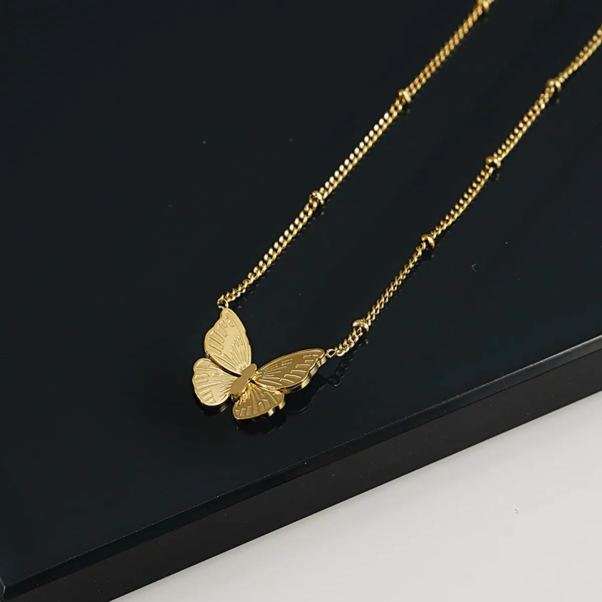 Butterfly Necklace Women's Stacked 18k Gold Titanium Steel Sweater Chain