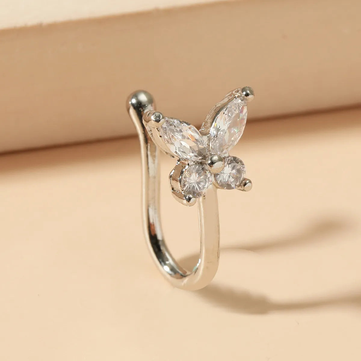 Butterfly Non-pierced Nose Clip Copper Inlaid Zircon U-shaped Nose Ring