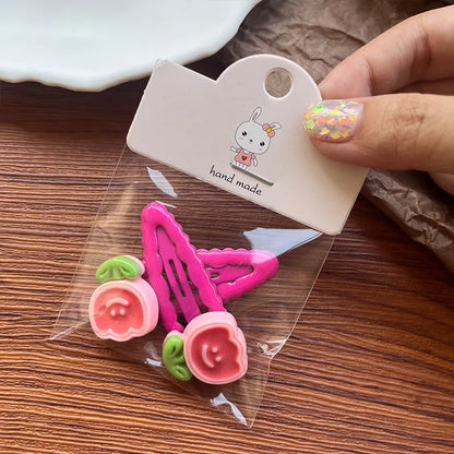 Candy Color Oil Drop Clip Cartoon Fruit Cute  Style Hair Clip Girls Little Girl Hair Clip BB Clip Baby Headwear