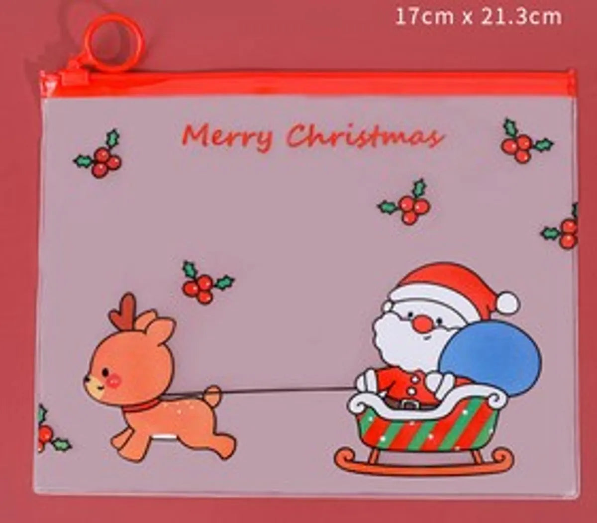 Cartoon Christmas Ring Student Zipper Multifunctional Transparent Stationery Storage Bag