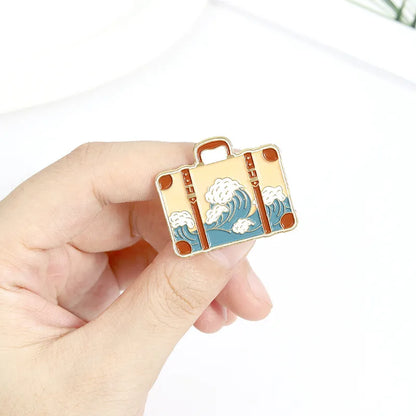 Cartoon Creative Drip Oil Travel Bag Mountain Alloy Brooch