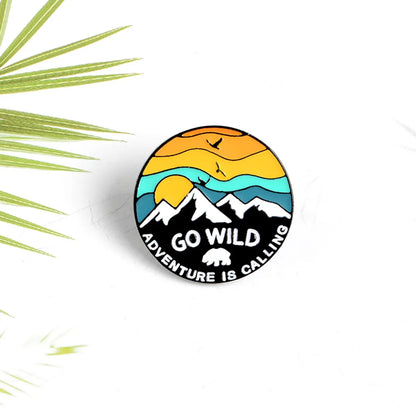 Cartoon Creative Enamel Badge Sunset Mountain Alloy Brooch