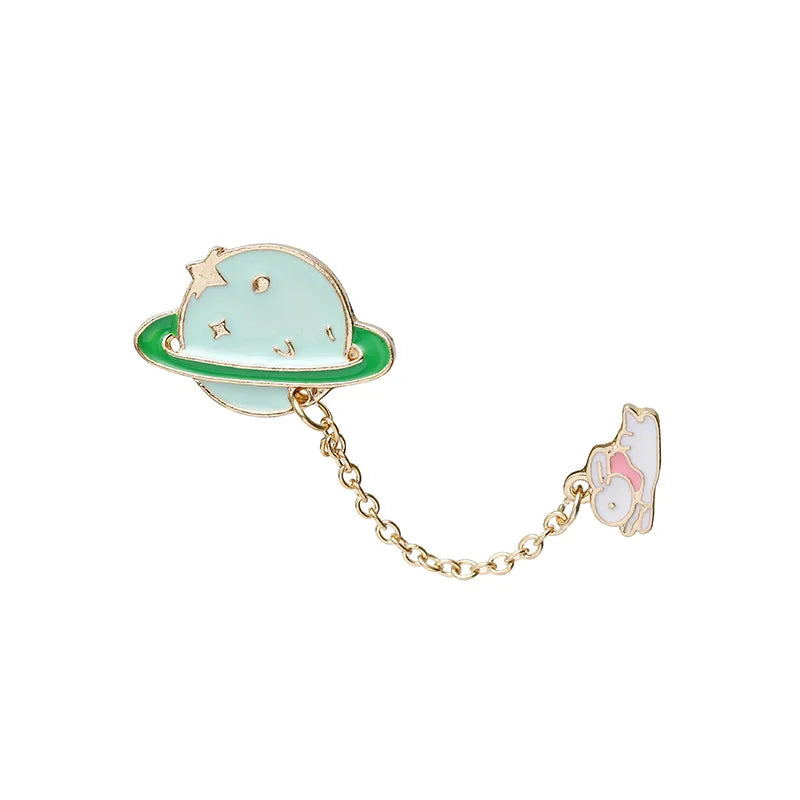 Cartoon  Planet Cloud Chain Badge Cute Brooch