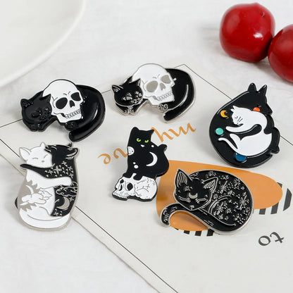 Cartoon Punk Retro Brooch Mysterious Witch'S Cat Alloy Brooch