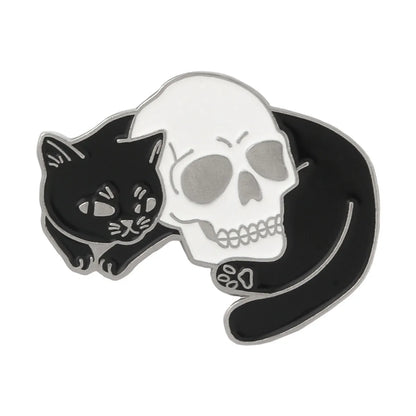 Cartoon Punk Retro Brooch Mysterious Witch'S Cat Alloy Brooch