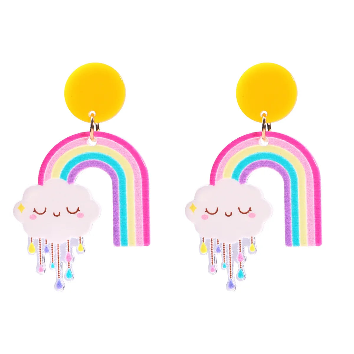 Cartoon Rainbow Cloud Earrings Creative Cute Printing Plate Acrylic Earrings