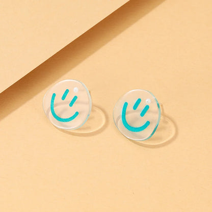 Cartoon Smiley Resin Transparent Smiley Earrings Wholesale Gooddiy