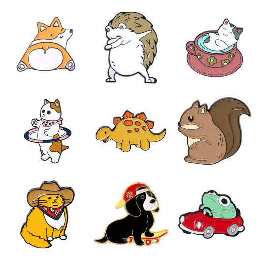 Cartoon Style Animal Alloy Stoving Varnish Brooches