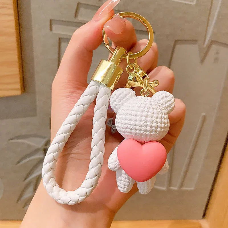 Cartoon Style Animal Heart Shape Resin Unisex Bag Pendant Keychain 1 Piece