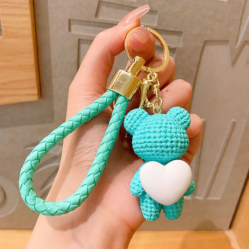 Cartoon Style Animal Heart Shape Resin Unisex Bag Pendant Keychain 1 Piece