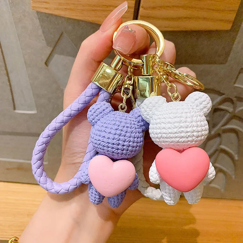 Cartoon Style Animal Heart Shape Resin Unisex Bag Pendant Keychain 1 Piece