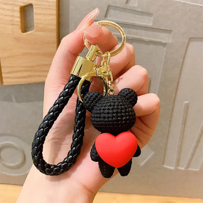 Cartoon Style Animal Heart Shape Resin Unisex Bag Pendant Keychain 1 Piece