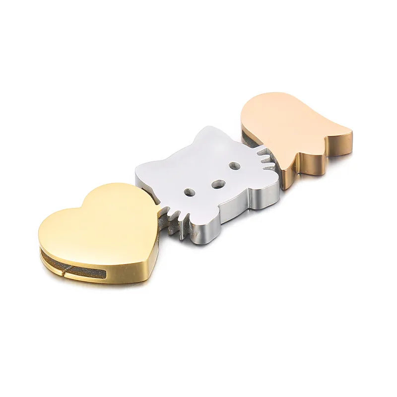 1 Piece 39 * 13mm Stainless Steel 18K Gold Plated Animal Heart Shape Polished Spacer Bars