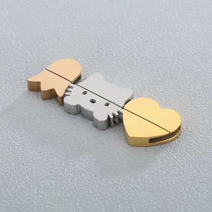 1 Piece 39 * 13mm Stainless Steel 18K Gold Plated Animal Heart Shape Polished Spacer Bars