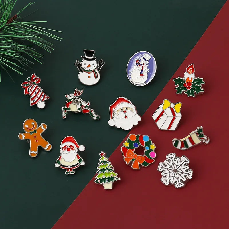 Cartoon Style Animal Santa Claus Snowman Alloy Enamel Artificial Gemstones Unisex Brooches