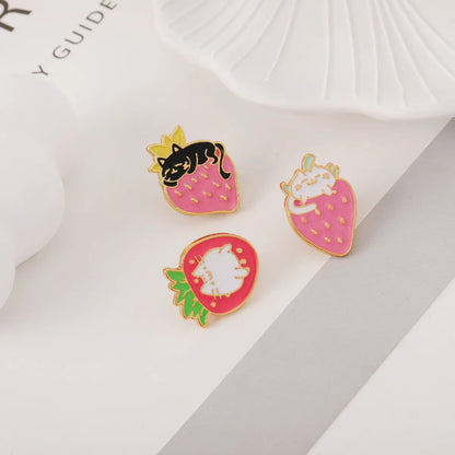 Cartoon Style Animal Strawberry Alloy Enamel Unisex Brooches