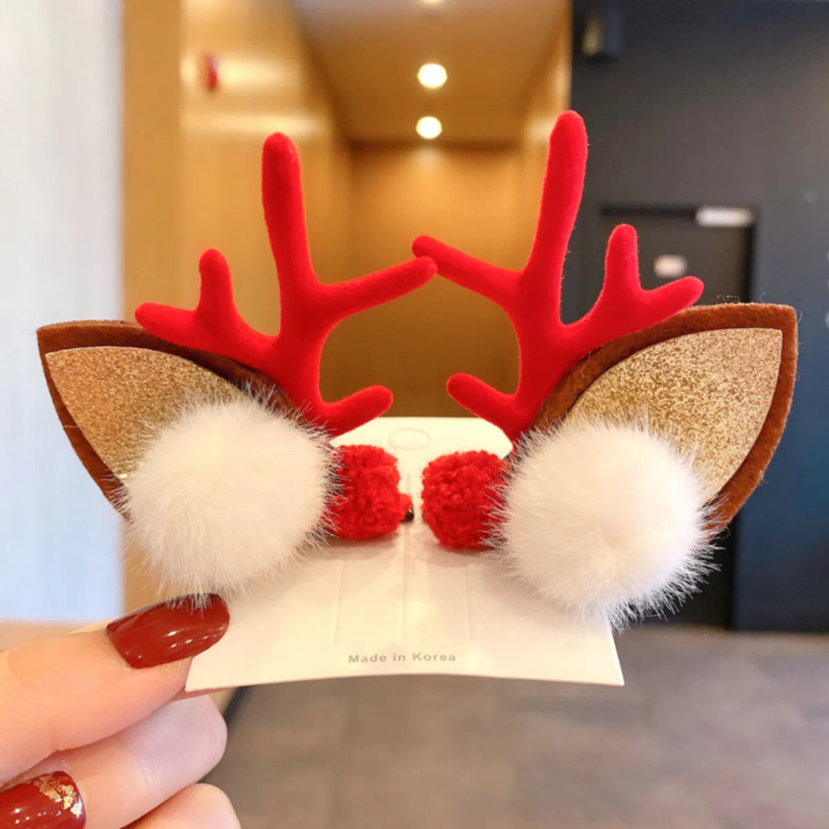 Cartoon Style Antlers Plastic Sequins Hair Clip 1 Pair