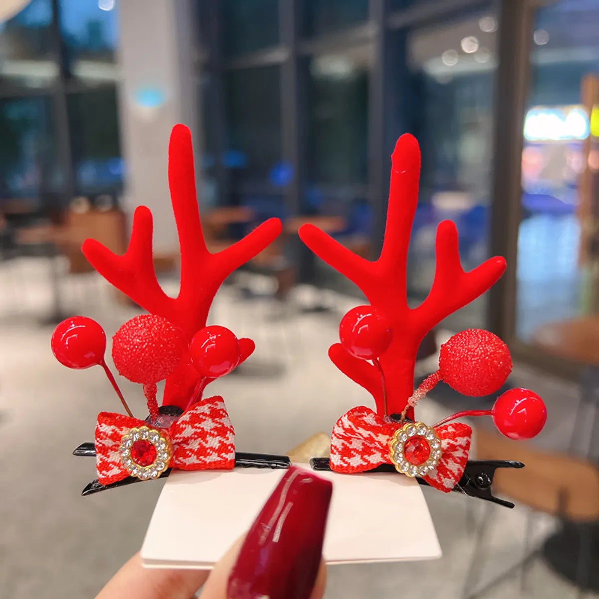 Cartoon Style Antlers Plastic Sequins Hair Clip 1 Pair