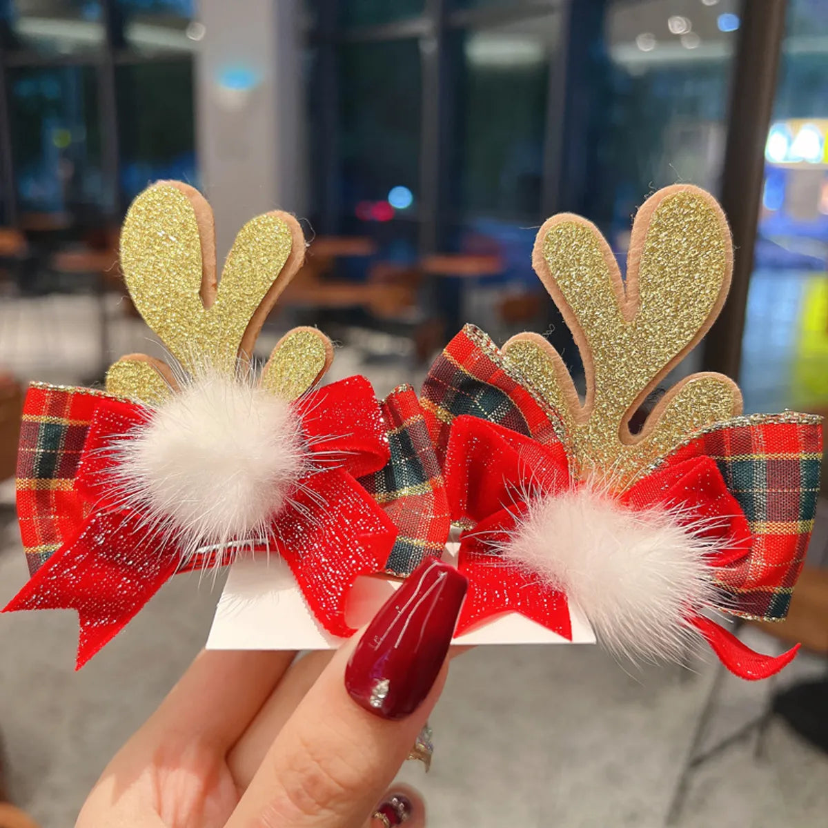 Cartoon Style Antlers Plastic Sequins Hair Clip 1 Pair