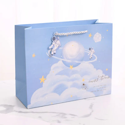 Cartoon Style Astronaut White Cardboard Daily Gift Wrapping Supplies