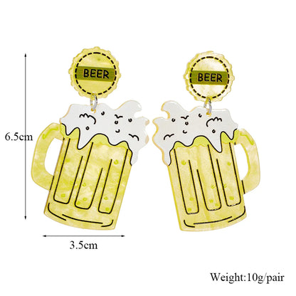 Cartoon Style Beer Arylic Women's Drop Earrings