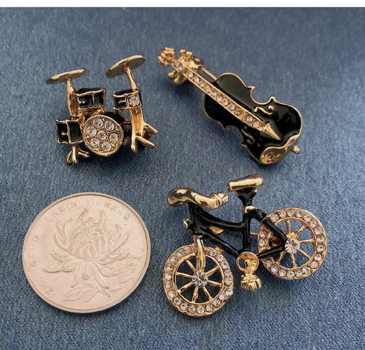 Cartoon Style Bicycle Alloy Inlay Artificial Gemstones Unisex Brooches