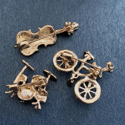 Cartoon Style Bicycle Alloy Inlay Artificial Gemstones Unisex Brooches