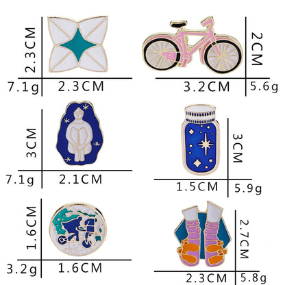 Cartoon Style Bicycle Sock Ing Bottle Alloy Enamel Unisex Brooches