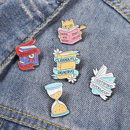 Cartoon Style Book Alloy Stoving Varnish Brooches