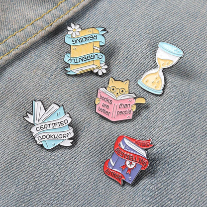 Cartoon Style Book Alloy Stoving Varnish Brooches