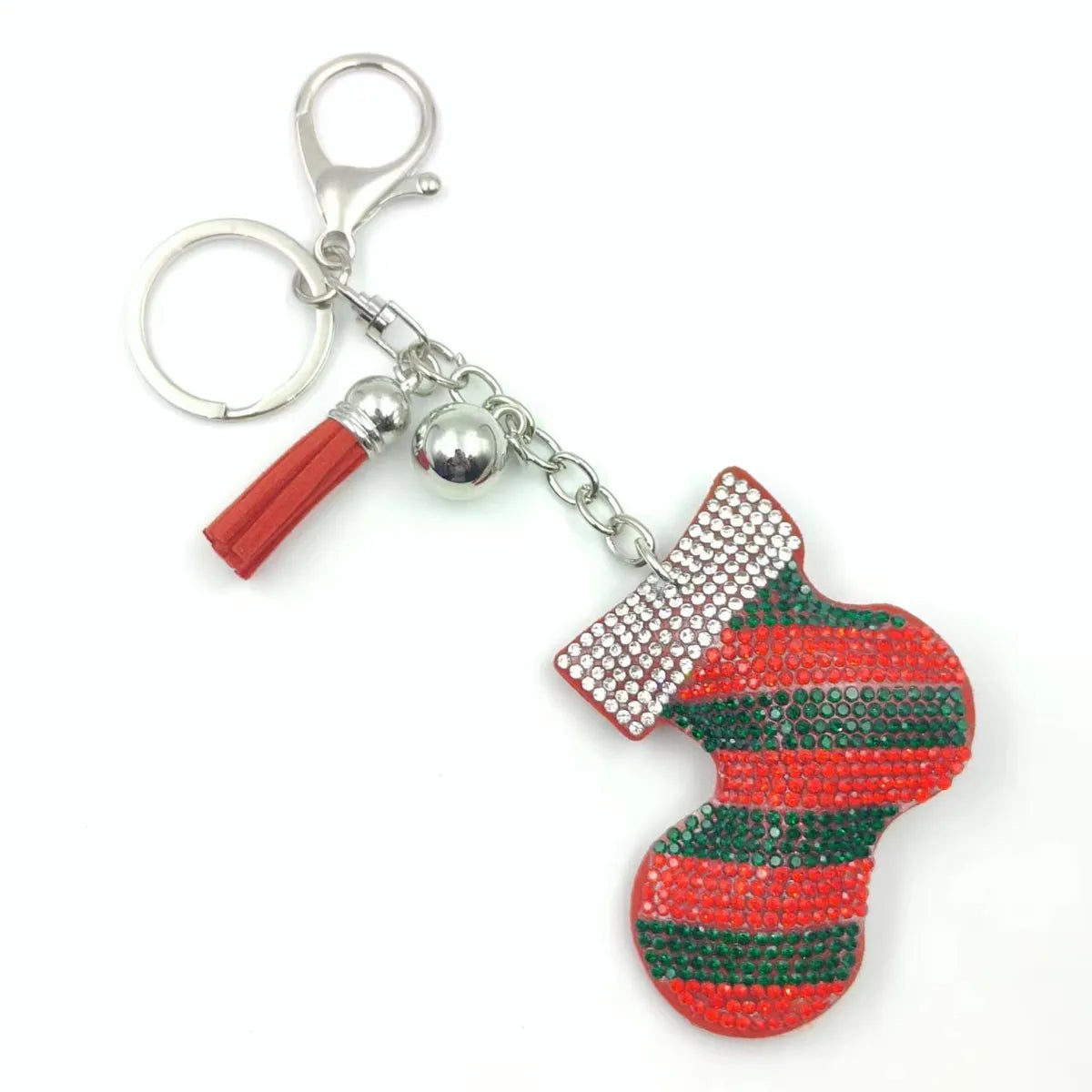 Cartoon Style Bow Knot Bell Alloy Inlay Artificial Rhinestones Christmas Bag Pendant Keychain