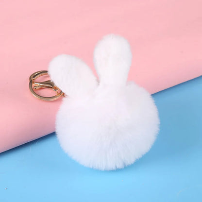 Cartoon Style Bunny Ears Alloy Plush Plating Bag Pendant Keychain