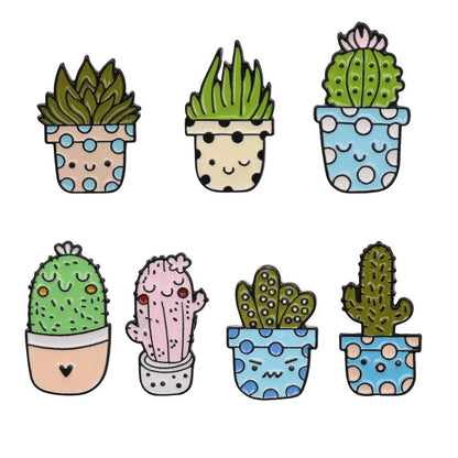 Cartoon Style Cactus Plant Alloy Stamping Stoving Varnish Plating Kid'S Women'S Brooches