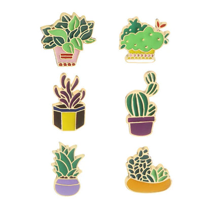 Cartoon Style Cactus Plant Alloy Stamping Stoving Varnish Plating Kid'S Women'S Brooches