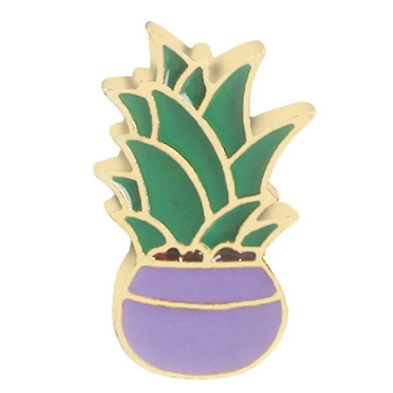 Cartoon Style Cactus Plant Alloy Stamping Stoving Varnish Plating Kid'S Women'S Brooches