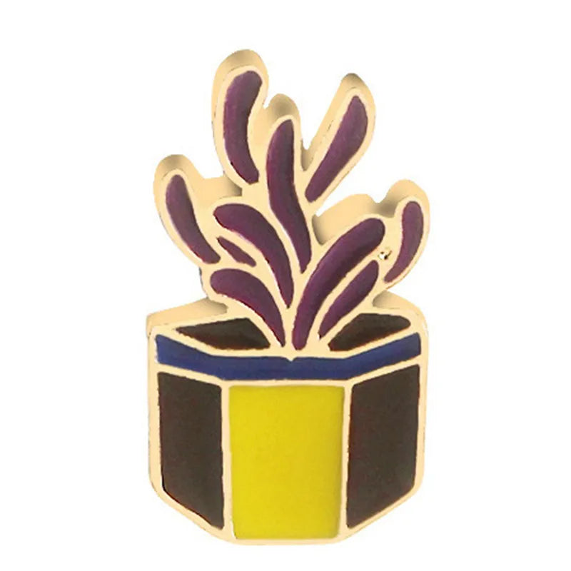 Cartoon Style Cactus Plant Alloy Stamping Stoving Varnish Plating Kid'S Women'S Brooches