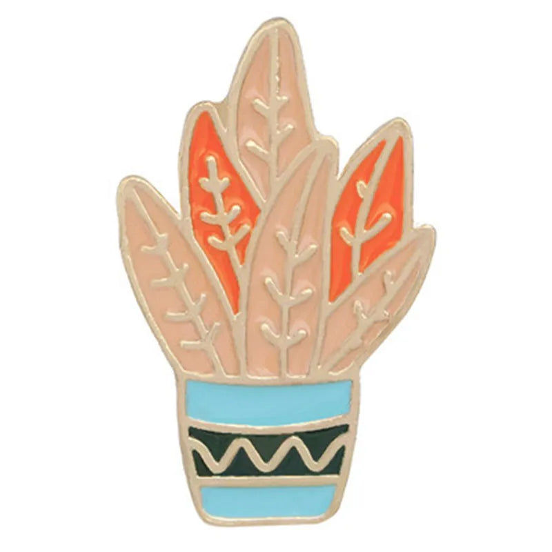 Cartoon Style Cactus Plant Alloy Stamping Stoving Varnish Plating Kid'S Women'S Brooches