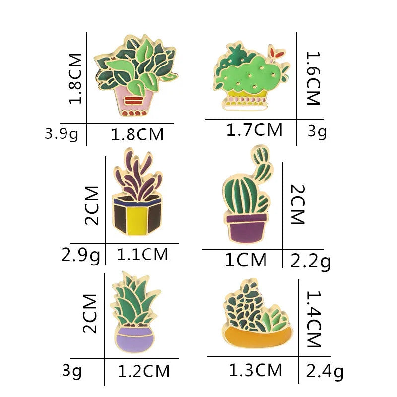 Cartoon Style Cactus Plant Alloy Stamping Stoving Varnish Plating Kid'S Women'S Brooches