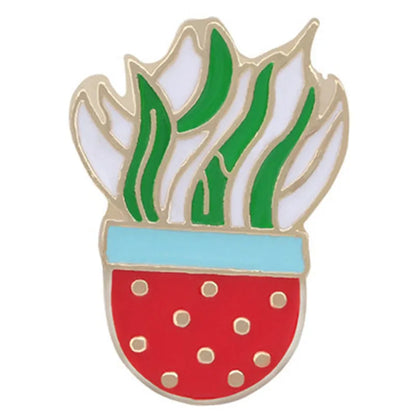 Cartoon Style Cactus Plant Alloy Stamping Stoving Varnish Plating Kid'S Women'S Brooches