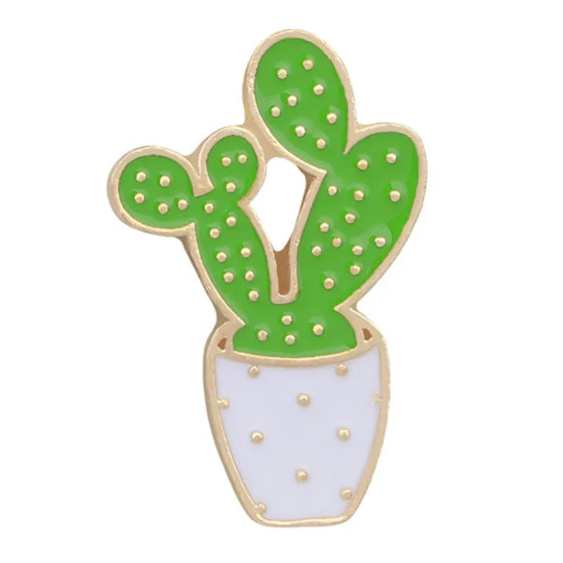 Cartoon Style Cactus Plant Alloy Stamping Stoving Varnish Plating Kid'S Women'S Brooches