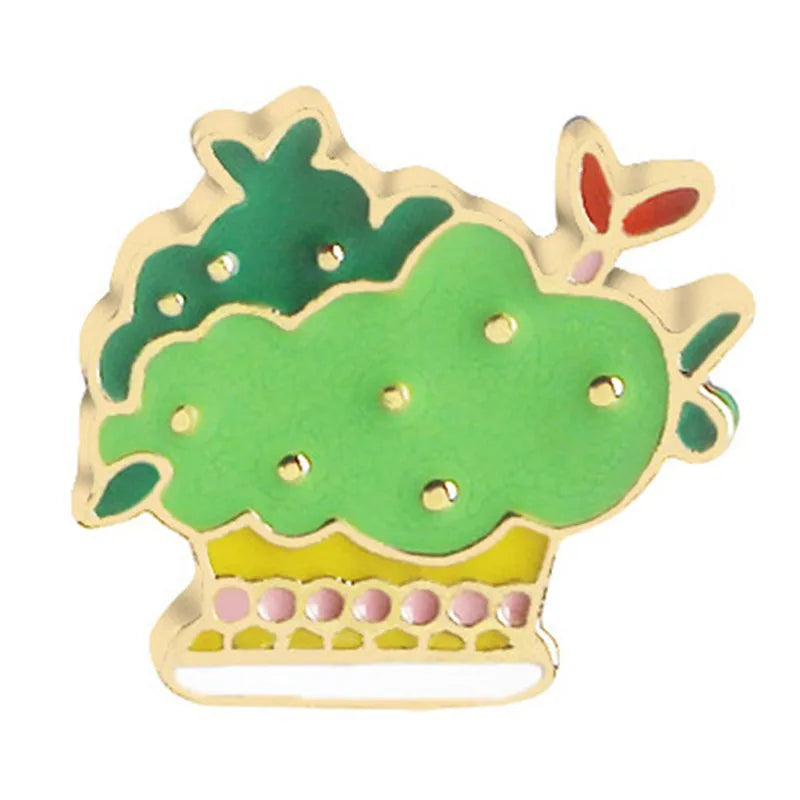 Cartoon Style Cactus Plant Alloy Stamping Stoving Varnish Plating Kid'S Women'S Brooches